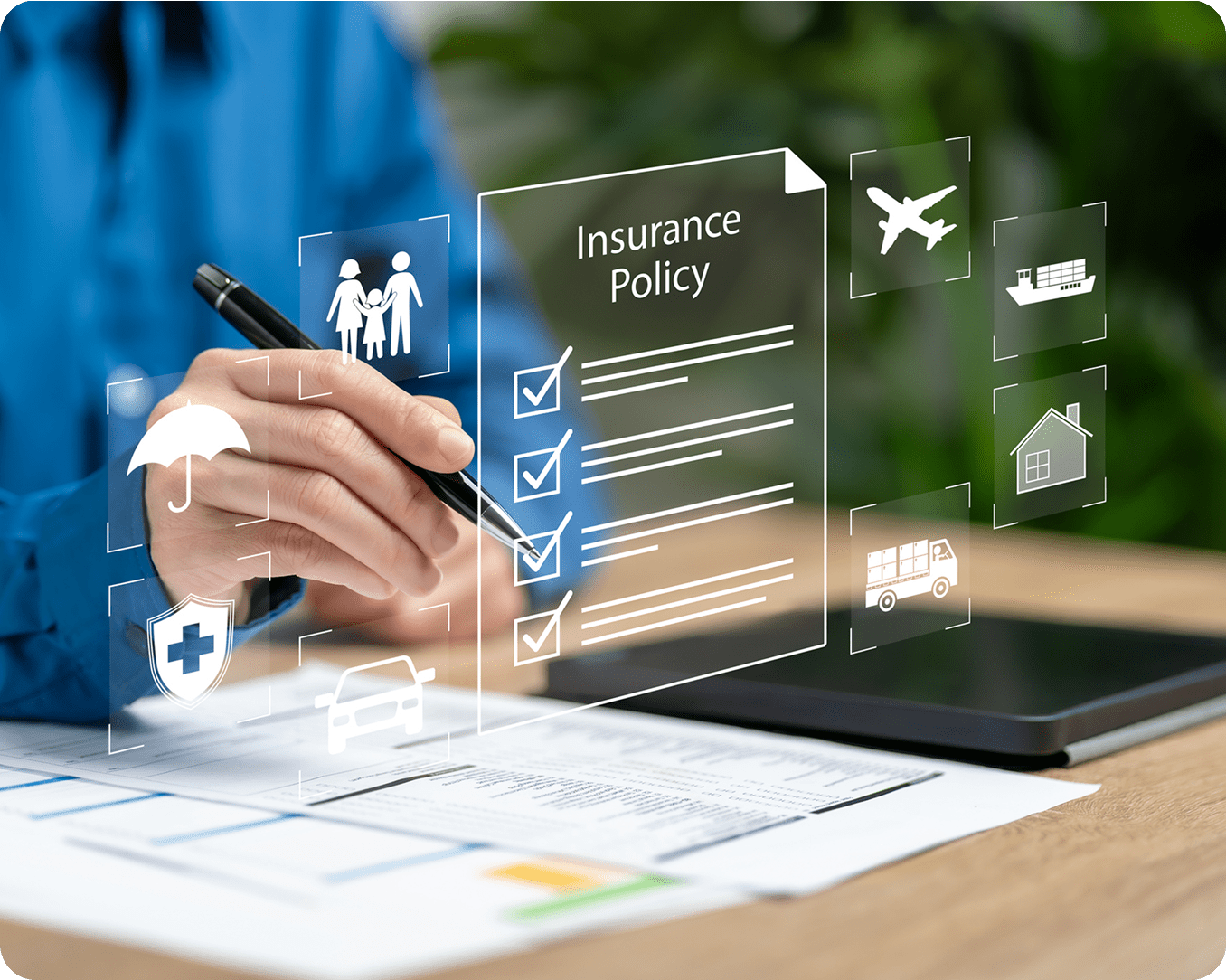 Person reviewing insurance documents on tablet