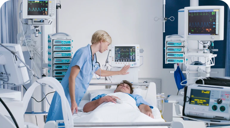 Healthcare professional attending to patient