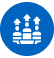 Team growth symbol in blue circle